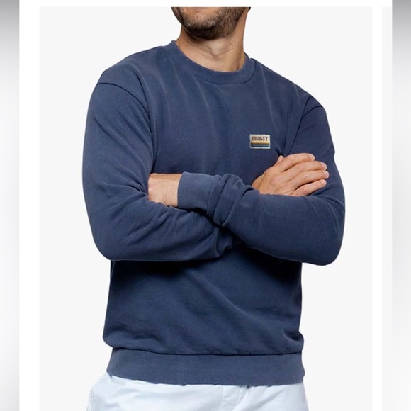 Mugsy Pullover Crew Sweatshirt Mens M Vintage Navy Blue Soft Logo Surf Buttery - Picture 2 of 11